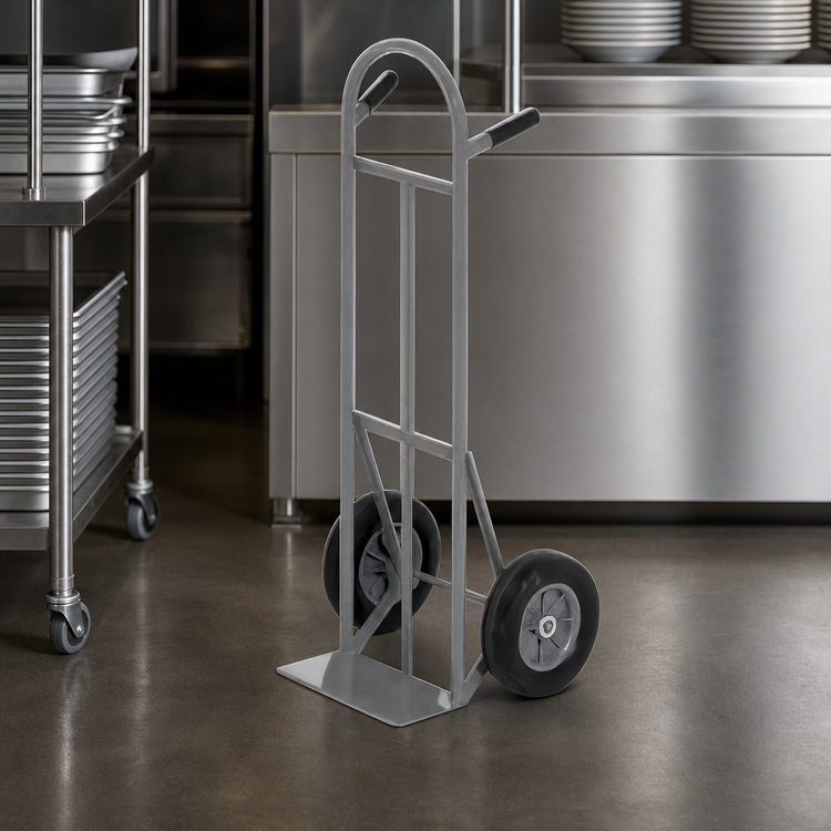 Product image #4 for Channel Steel Stocking Hand Truck with Dual Pin Handles and Mold-On Rubber Wheels