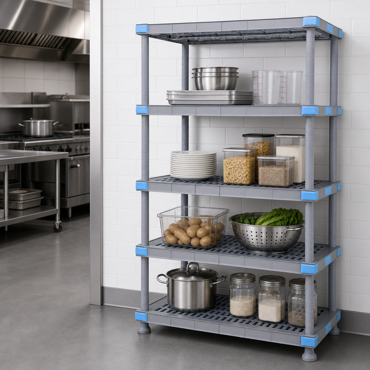 Product image #3 for Millenia 4-Shelf Stationary Polymer Starter Shelving Unit, 60W x 24D x 74H, Gray