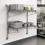 Thumbnail image #3 for Quantum WC34-CB1442GY Wall-Mounted Cantilever Double-Shelf Wire Shelving Unit, 42 x 14 Inches, Gray Epoxy Finish