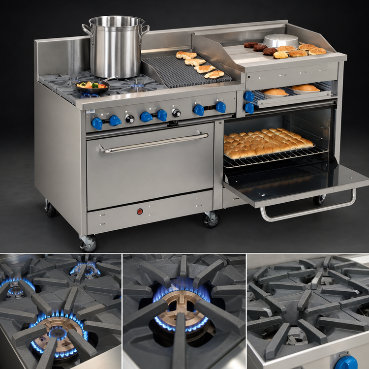 Product image #3 for Comstock-Castle 72-Inch Gas Range with 6 Star Burners, 36-Inch Raised Griddle, and 2 Ovens