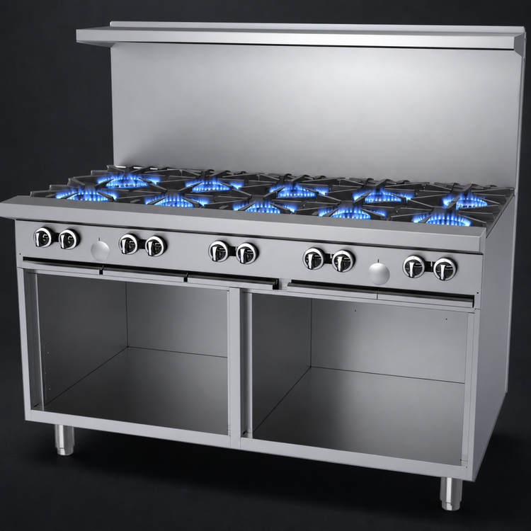 Product image #3 for Garland G60-10SS G Starfire Pro 60-Inch Gas Restaurant Range with 10 Open Burners and 2 Storage Bases