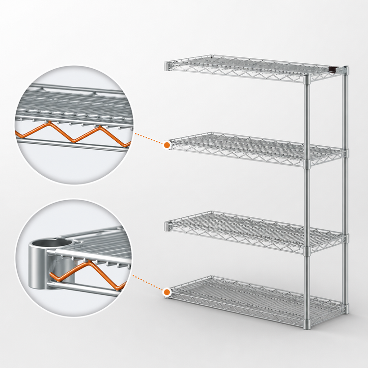 Product image #3 for Eagle Group 4-Tier Add-On Wire Shelving Unit, 36 x 24 x 63 Inches, Stainless Steel Finish