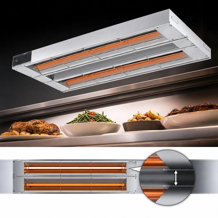 Product image #3 for Hatco Glo-Ray® Double Unlighted Infrared Strip Heater, 66-Inch Wide, 3120 Watts, Aluminum