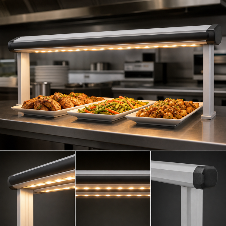 Product image #3 for Hatco Glo-Ray Designer Lighted Dual Strip Heat Lamp, 57-1/2-Inch Wide, Aluminum