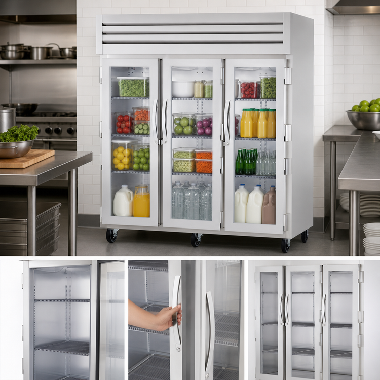 Product image #3 for True SPEC SERIES 3-Section Reach-In Display Refrigerator with 3 Glass Doors