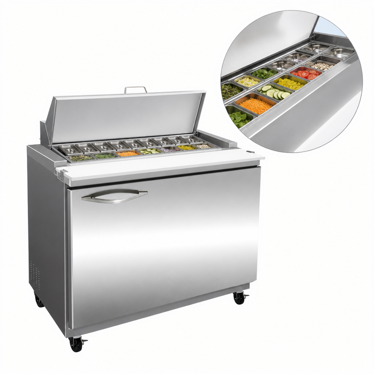 Product image #3 for IKON Refrigeration Mega Top 1-Section 2-Drawer Sandwich/Salad Prep Table, 12 1/6-Pan Rail