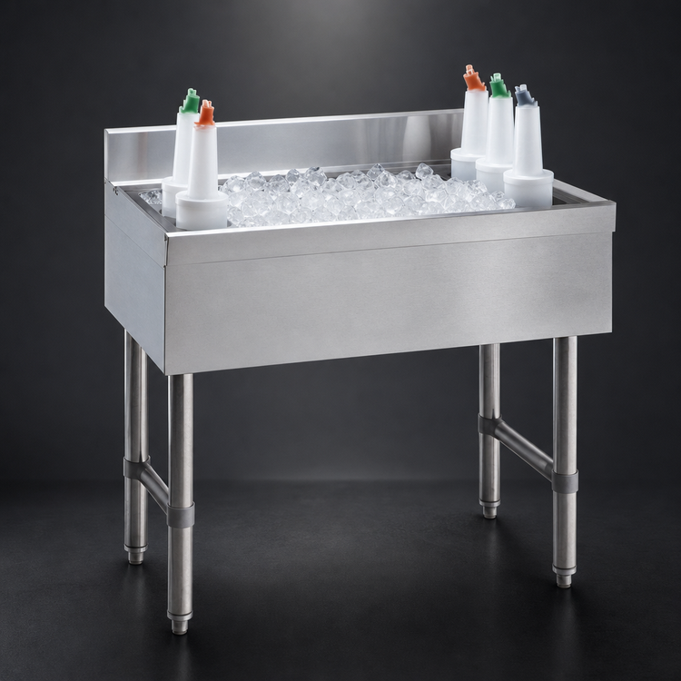 Product image #3 for Advance Tabco Underbar Basics 42-Inch Stainless Steel Cocktail Unit with 12-Inch Deep Ice Bin