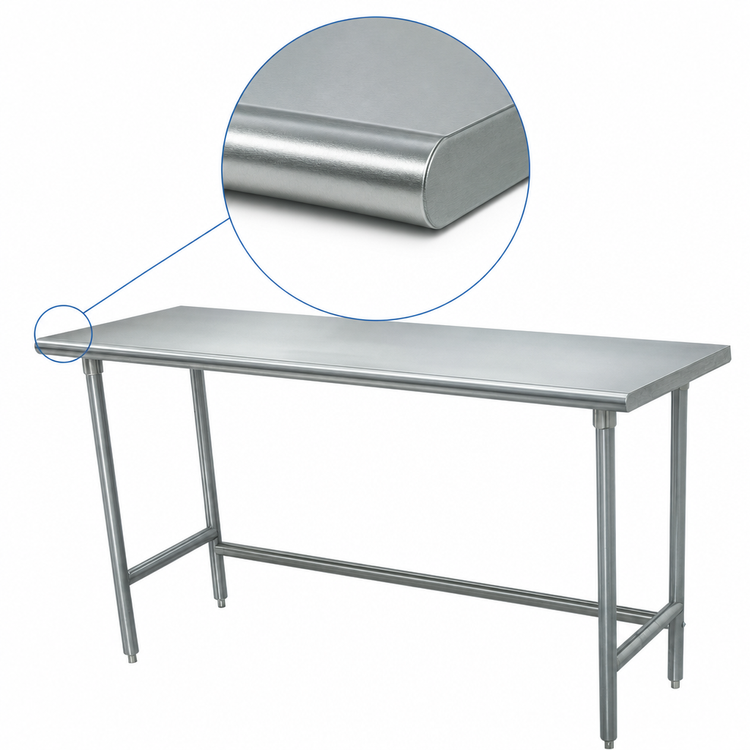 Product image #3 for Advance Tabco Special Value Series 72 Inch x 30 Inch Flat Top Open Base Work Table, 16 Gauge 430 Stainless Steel