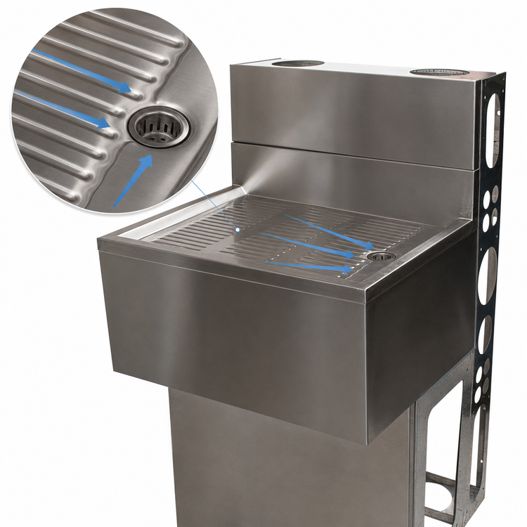 Product image #3 for BK Resources UBDW-18-DB36 Modular Underbar Stainless Steel Drain Board, 36 Inch x 18 Inch