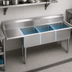 Thumbnail image #3 for BK Resources Three-Compartment Stainless Steel Sink with Left Drainboard, 74-1/2 Inch Wide, 18 x 18 x 12 Inch Bowls