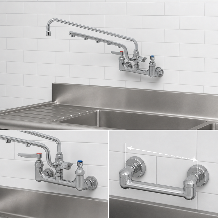 Product image #4 for UltraRinse 8-Inch Wall Mount Mixing Pre-Rinse Faucet with 18-Inch Swing Nozzle