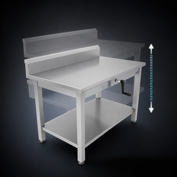 Product image #3 for John Boos ADA Adjustable-Height Stainless Steel Work Table, 60 x 30 Inches, 16-Gauge 300-Series Top