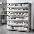 Thumbnail image #3 for Quantum 1239-101CL Heavy-Duty Stationary Wire Shelving Unit with 7 Shelves and 48 Clear Bins, 36 x 12 x 39 Inches