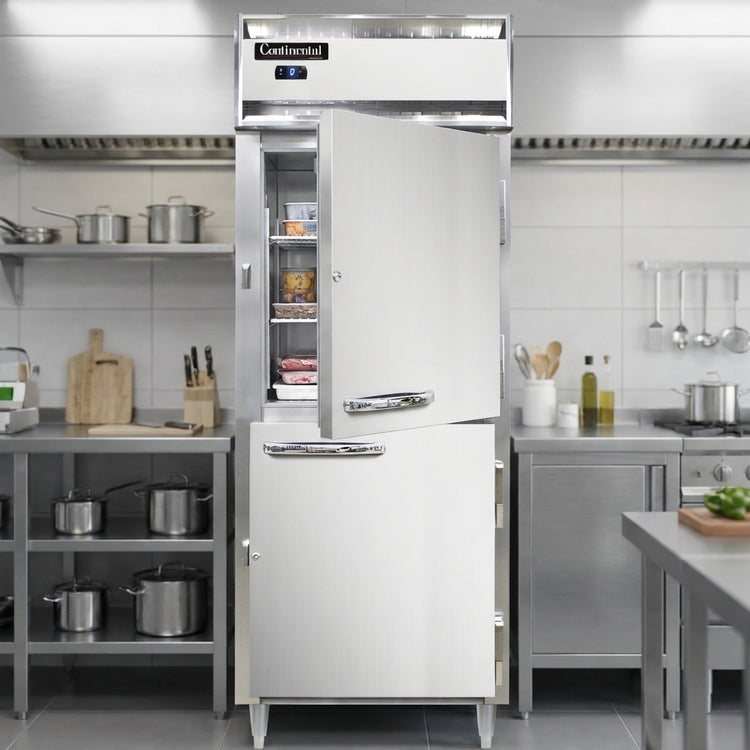 Product image #2 for Continental Refrigerator D1FESNSSHD Designer Line 1-Section Extra-Wide Shallow Depth Reach-In Freezer with Half Doors