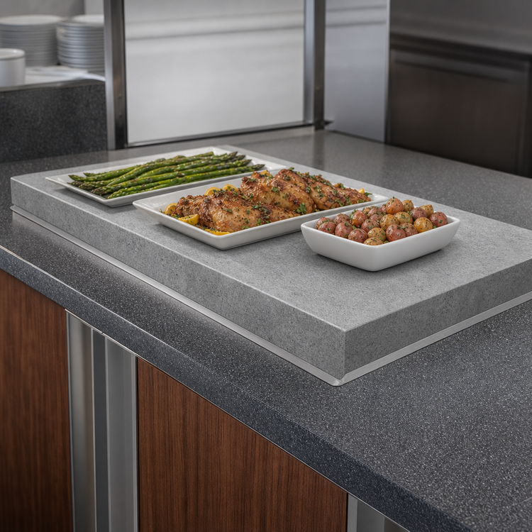 Product image #3 for Hatco Simulated Stone Built-In Flush Top Hot/Cold Shelf, 36-Inch x 24-Inch, Remote Refrigeration