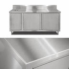 Thumbnail image #3 for John Boos 4BU4R5-3672-R 72-Inch Stainless Steel Beverage Unit with Cabinet Base, Hinged Doors, Right-Side Trash Chute, 14-Gauge Top, 5-Inch Backsplash