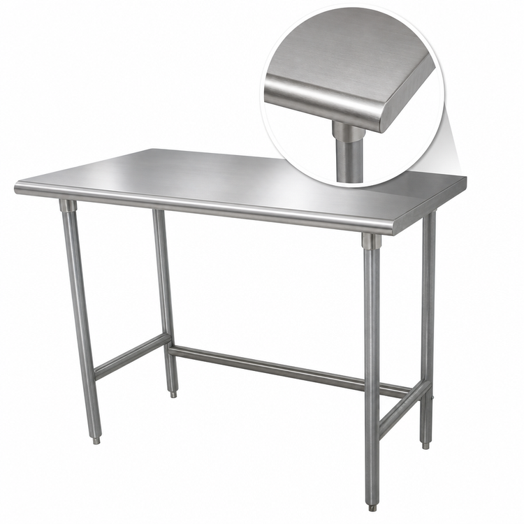 Product image #3 for Advance Tabco 48 Inches x 24 Inches 16-Gauge 304 Stainless Steel Flat Top Work Table with Open Galvanized Base