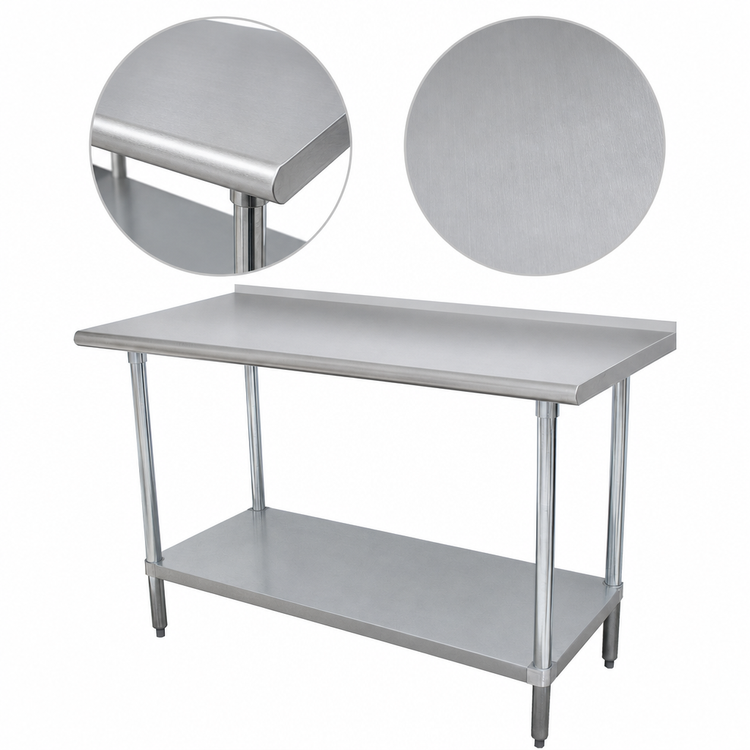Product image #3 for Advance Tabco 72" x 24" 14 Gauge 304 Stainless Steel Work Table with Rear Upturn and Galvanized Undershelf