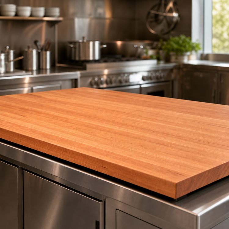 Product image #3 for Boos Block Ultra Premium American Cherry Edge Grain Kitchen Countertop, 144 x 48 x 3 Inches, Oil Finish