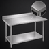 Thumbnail image #3 for Advance Tabco 120 x 30 Inch 14 Gauge 304 Stainless Steel Work Table with 5-Inch Backsplash and Adjustable Undershelf