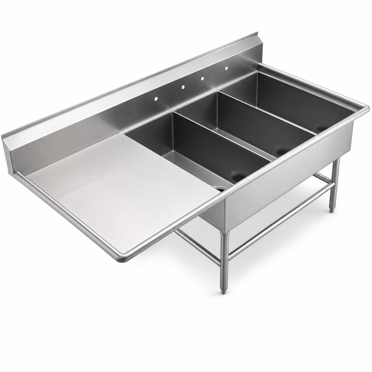 Product image #3 for John Boos Pro-Bowl 3-Compartment Platter Sink with 30-Inch Left Drainboard, Stainless Steel