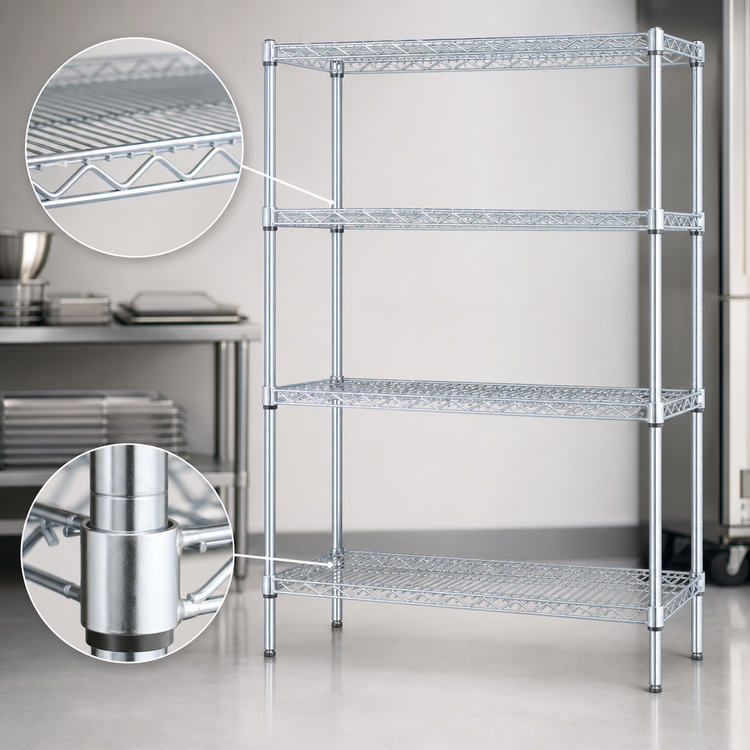 Product image #3 for EAGLEbrite 4-Tier Starter Wire Shelving Unit, 30 x 18 x 74 Inches, Zinc Finish