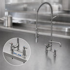 Thumbnail image #3 for T&S Brass EasyInstall B-0123-ADF12-BJ Deck-Mount Pre-Rinse Unit with Add-On Faucet, 8-Inch Adjustable Centers, 12-Inch Swing Nozzle