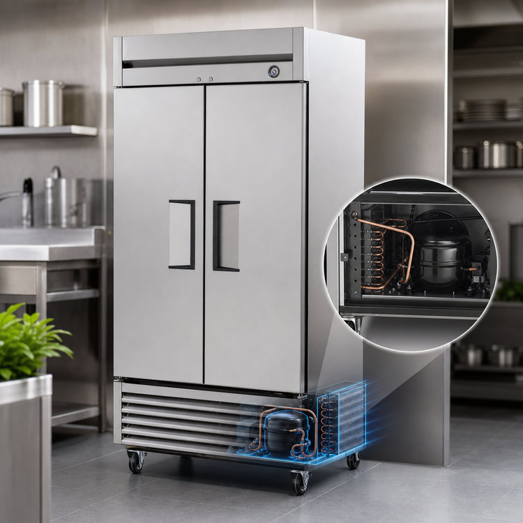 Product image #3 for True T-35-HC Two-Section Reach-In Refrigerator with Solid Swing Doors, Stainless Steel Front, Bottom-Mounted Self-Contained R290