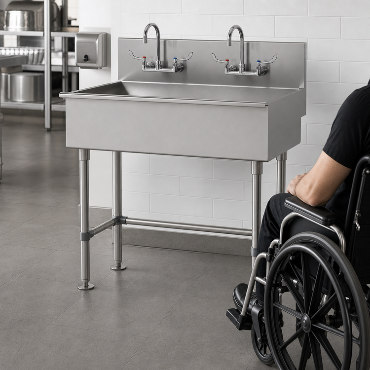 Product image #3 for Advance Tabco 40-Inch ADA-Compliant Freestanding Multiwash Hand Sink with (2) Faucets