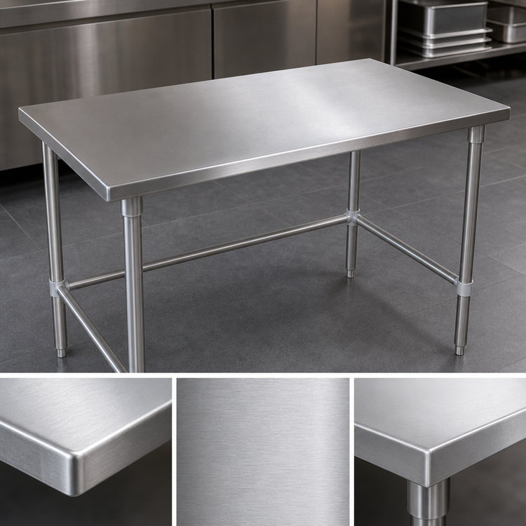 Product image #3 for John Boos Stallion 48 Inch x 24 Inch 16-Gauge Stainless Steel Flat Top Work Table with Safety Edge