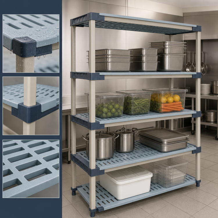 Product image #3 for MetroMax 4 All-Polymer Add-On Shelving Unit, 54 in. W x 18 in. D x 74 in. H