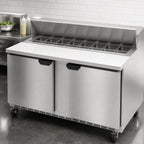 Thumbnail image #4 for Beverage Air SPE60HC-16 60-Inch Two-Section Refrigerated Sandwich Prep Table, 16-Pan Capacity, Rear-Mounted Self-Contained R290