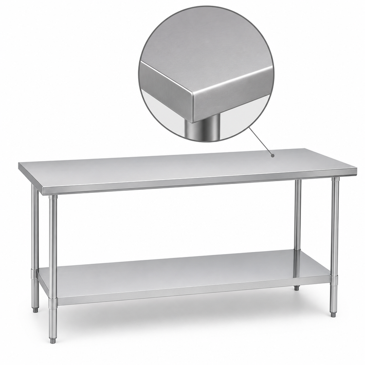 Product image #3 for Duke 60-Inch x 30-Inch Flat Top Stainless Steel Work Table with Galvanized Undershelf