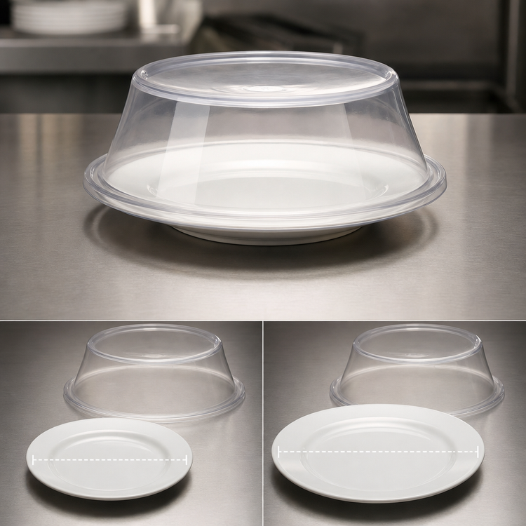 Product image #3 for Vollrath Safe-Stack Clear Polycarbonate Round Plate Cover for 10-1/8" to 10-3/8" Plates