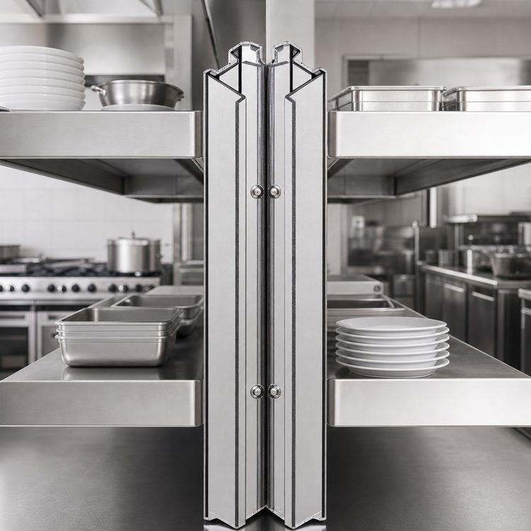 Product image #3 for Back-To-Back Heavy Duty Aluminum Floor-To-Ceiling Cantilever Shelving Uprights, 120 Inch