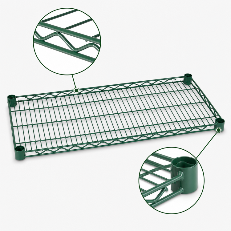 Product image #3 for Eagle Group Valu-Gard Quad-Adjust Reverse Mat Wire Shelf, 48 x 24 Inches, Green Epoxy Finish