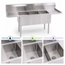 Thumbnail image #3 for John Boos E-Series 60-Inch 3-Compartment Stainless Steel Sink with Dual Drainboards and Boxed Backsplash