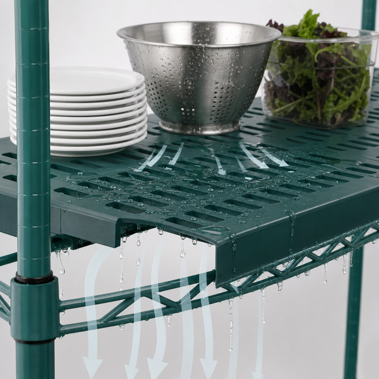 Product image #3 for Eagle Group QuadPLUS 42" x 18" Louvered Green Polymer Shelf Mat with MICROGARD Antimicrobial Protection
