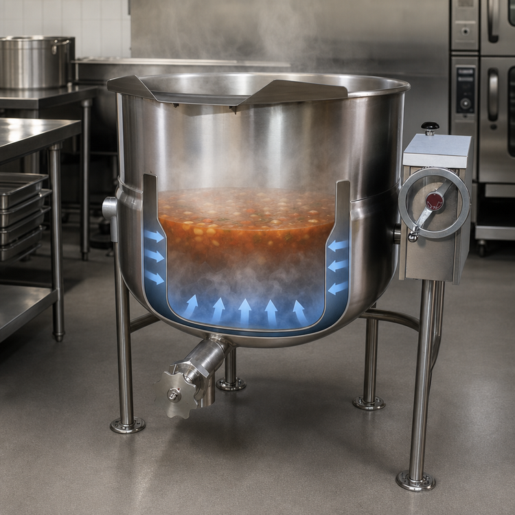 Product image #3 for 80 Gallon Direct Steam Tilting Kettle with Manual Crank Tilt
