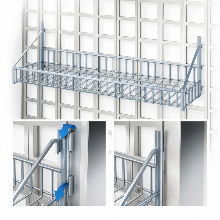 Product image #3 for WalStor Wall Grid Shelf for Modular Wall System, 48 Inch W x 18 Inch D, EAGLEbrite Zinc Finish