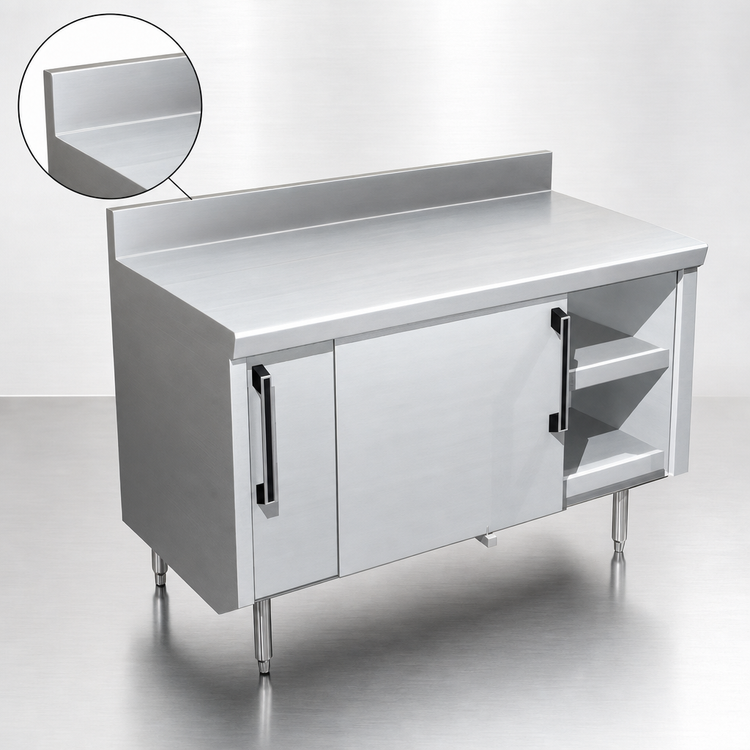 Product image #3 for La Rosa Sliding Door Utility Stand Cabinet Base, 48 Inch Wide x 28 Inch Deep, Stainless Steel