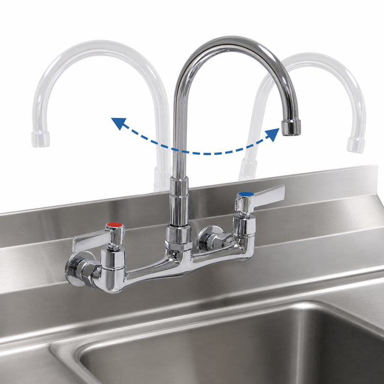 Product image #4 for Advance Tabco K-161 Heavy-Duty Lead-Free 6-Inch Gooseneck Splash Mount Faucet