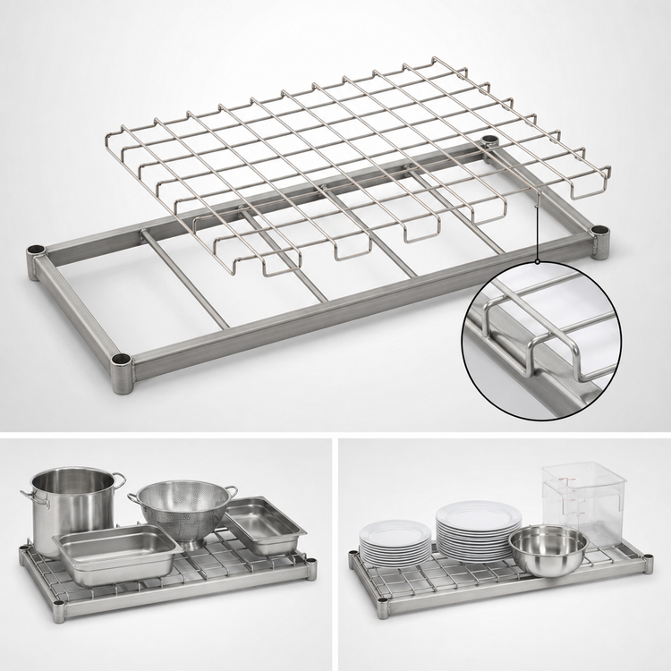 Product image #3 for Eagle Group Chrome Dunnage Shelf with Removable Wire Mat, 60 x 21 in.