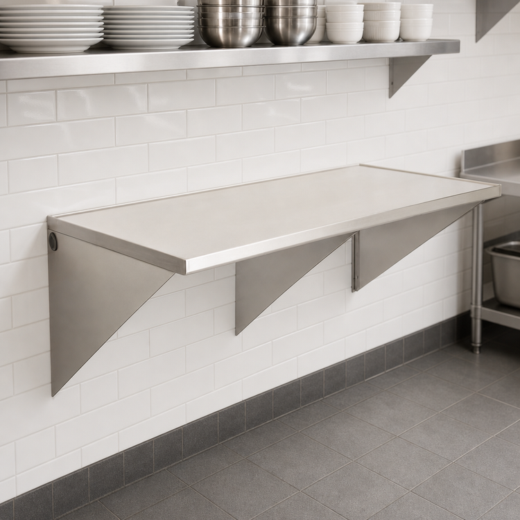 Product image #3 for Eagle Group Wall-Mount Stainless Steel Work Table, 60 x 30 Inches, 14-Gauge Rolled Edge Top