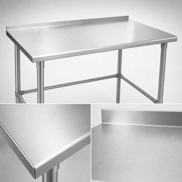 Product image #3 for John Boos Stallion 60-Inch x 24-Inch Stainless Steel Work Table with Safety Edge Front and Rear Backsplash