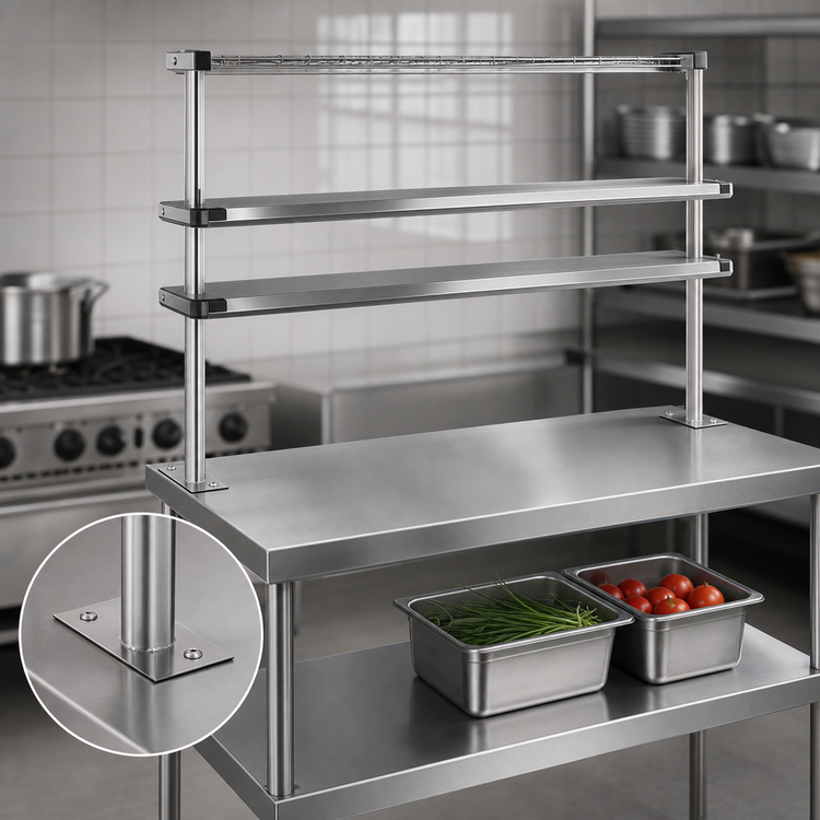 Product image #3 for Flex-Master 30 Inch Stainless Steel Table-Mount Overshelf Post with Mounting Plate