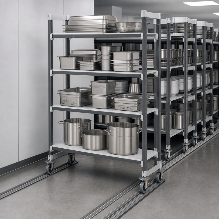 Product image #3 for Cambro Camshelving Elements XTRA 18" x 36" x 78-1/4" 4-Shelf Solid High Density Mobile Starter Unit