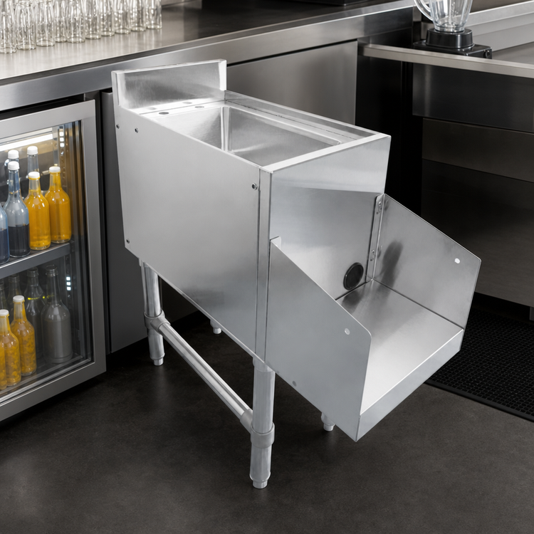 Product image #2 for 12-Inch Freestanding Stainless Steel Blender Station with Dump Sink and Recessed Blender Step