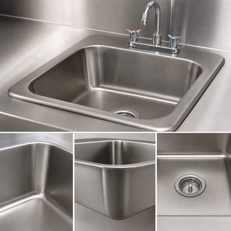 Product image #3 for BK Resources Deep Drawn 1-Compartment 19" x 19" Drop-In Sink with BKD-5G-G Faucet and BKDR-4 Drain