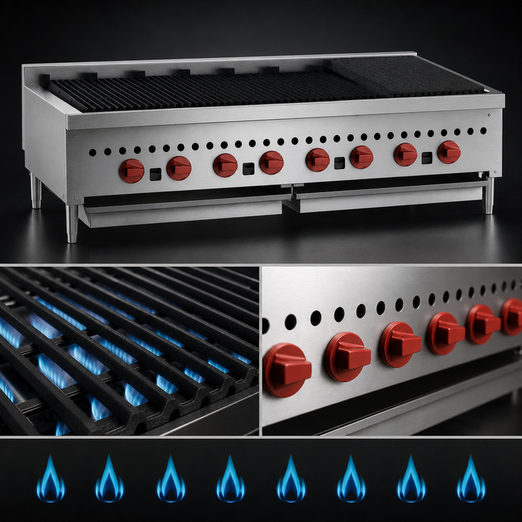 Product image #3 for Wolf SCB47 46-3/4 Inch Countertop Gas Charbroiler with 8 Burners and Cast Iron Radiants